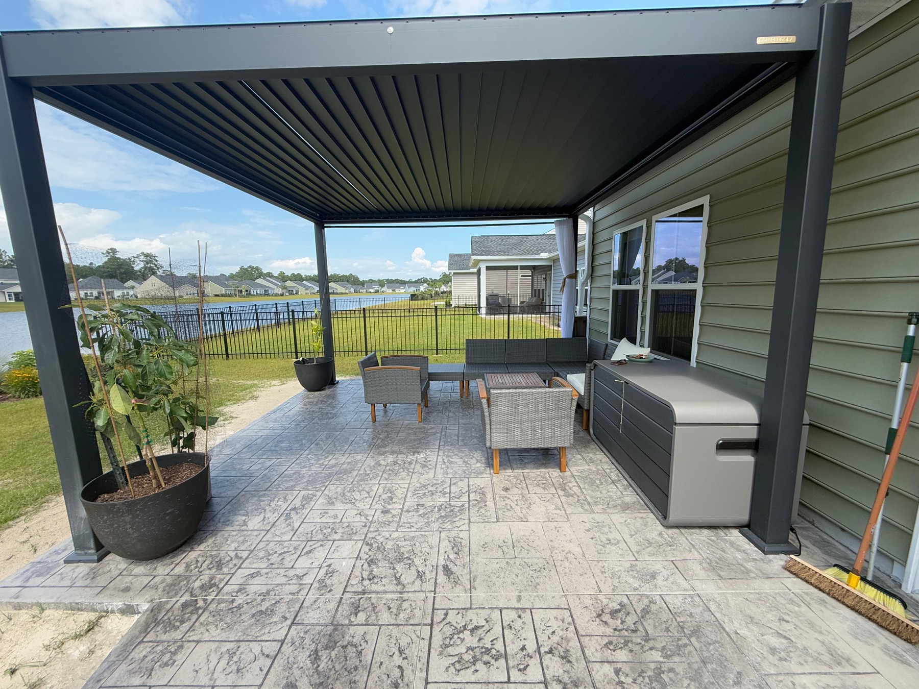 Modern pergola patio by JW Masonry SC